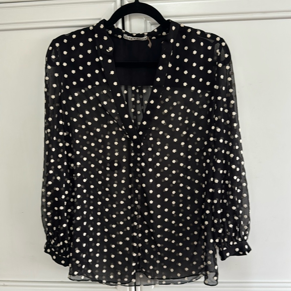 Alice+Olivia black and white blouse size small